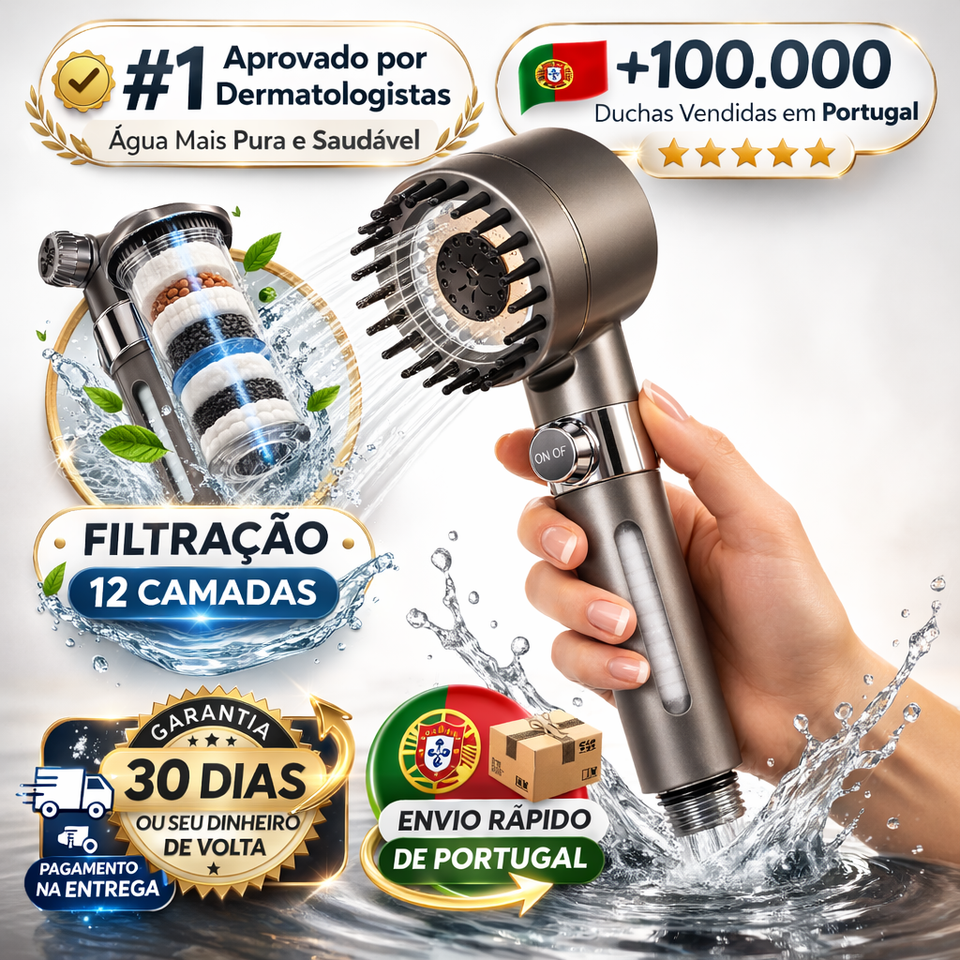 Aquavita™ | Cabeça de Duche Filtrante + 5 Filtros Grátis
